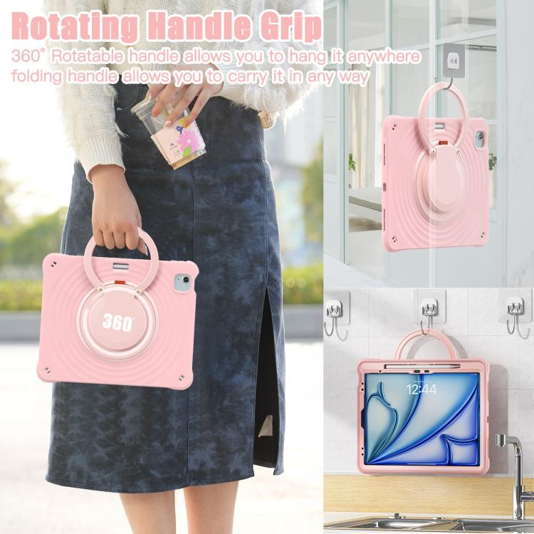 Funda híbrida Silicona para iPad Air 13 (2025/2024) con Asa Giratoria y Soporte (Rosa)