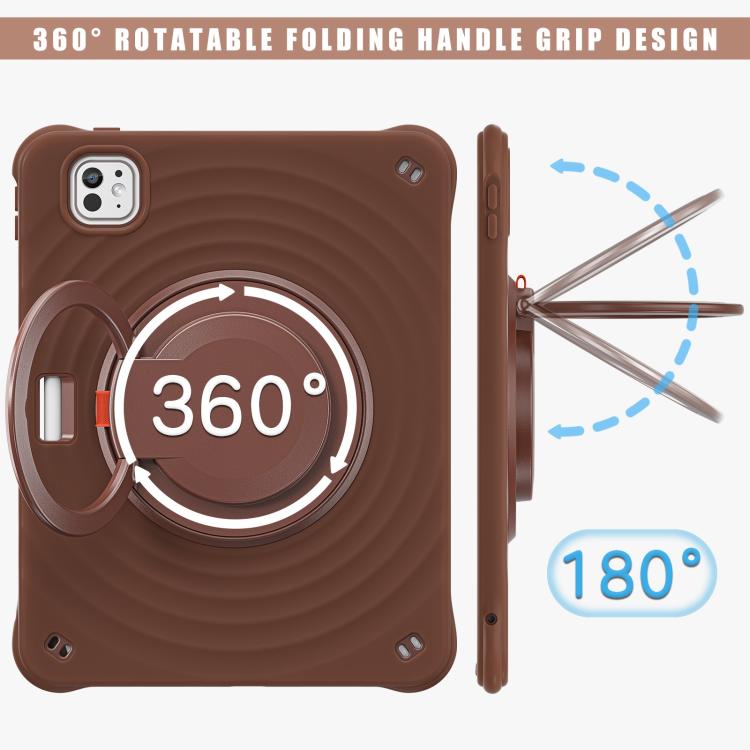 Funda híbrida de silicona para iPad Pro 11 (2024) con asa giratoria (Chocolate)