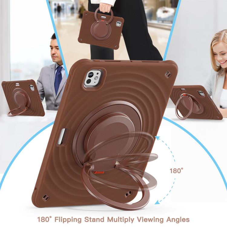 Funda híbrida de silicona para iPad Pro 11 (2024) con asa giratoria (Chocolate)