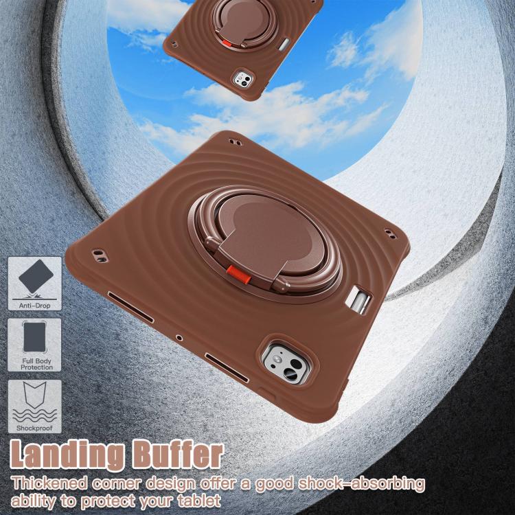 Funda híbrida de silicona para iPad Pro 11 (2024) con asa giratoria (Chocolate)