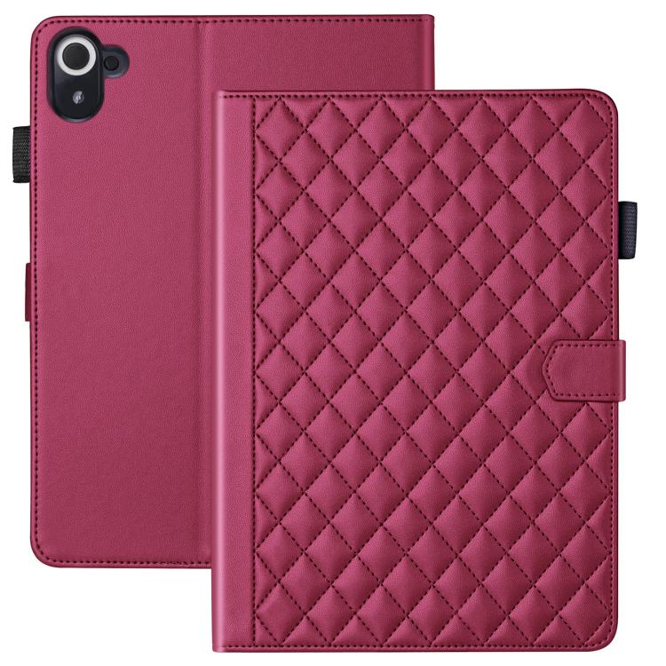 Funda de cuero con diseño de rombos y celosía para Xiaomi Redmi Pad de 8,8 pulgadas (2025) (roja)