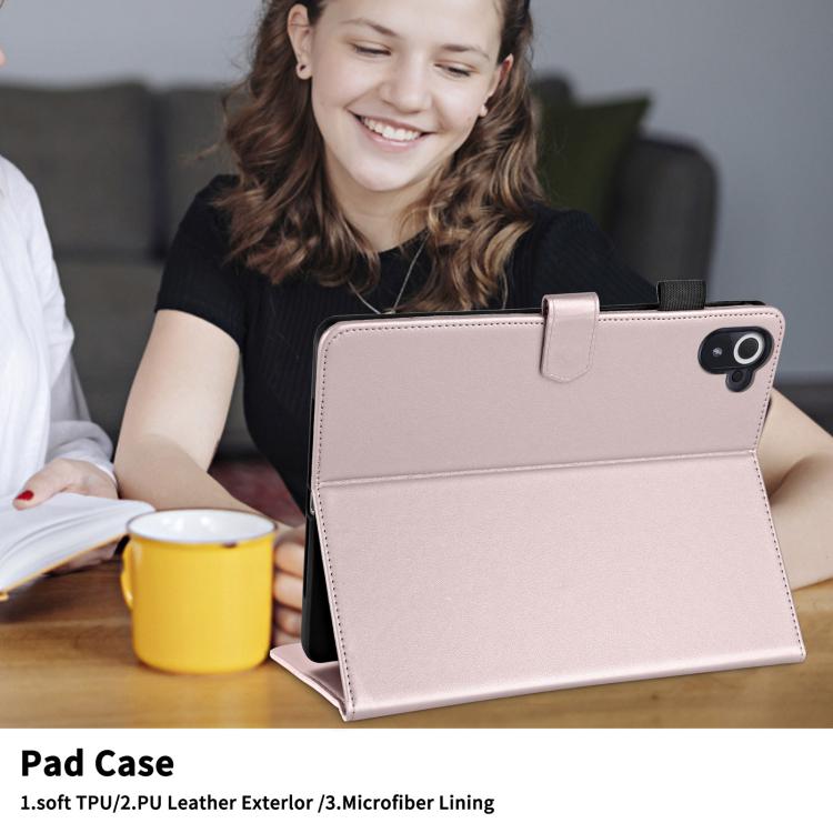 Funda de cuero con diseño de rombos y celosía para Xiaomi Redmi Pad de 8,8 pulgadas (2025) (oro rosa)