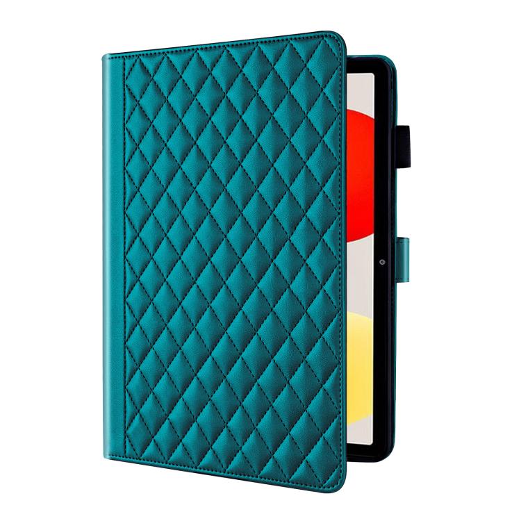 Funda de cuero con diseño de rombos y celosía para Xiaomi Redmi Pad de 8,8 pulgadas (2025) (verde oscuro)