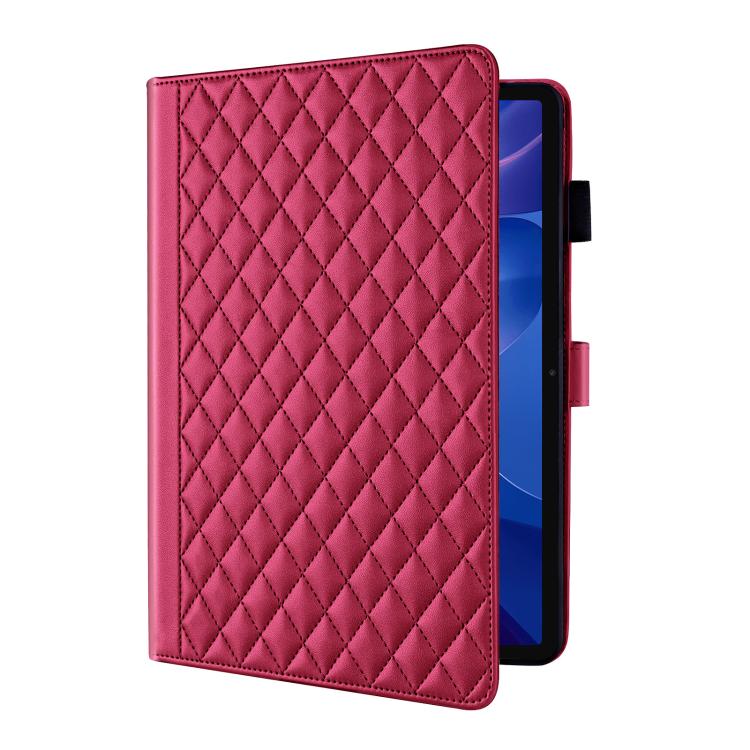 Funda de cuero con diseño de rombos y celosía para Xiaomi Redmi Pad 2/Pad SE 2025 (roja)