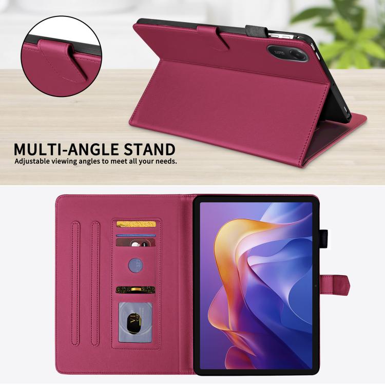 Funda de cuero con diseño de rombos y celosía para Xiaomi Redmi Pad 2/Pad SE 2025 (roja)