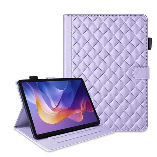 Funda de cuero con diseño de rombos y celosía para Xiaomi Redmi Pad 2/Pad SE 2025 (morada)