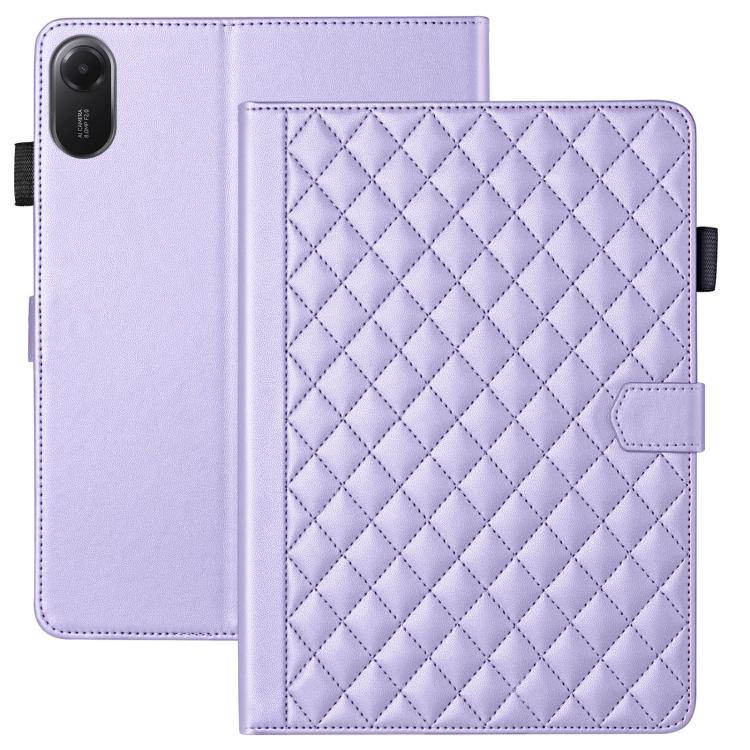 Funda de cuero con diseño de rombos y celosía para Xiaomi Redmi Pad 2/Pad SE 2025 (morada)