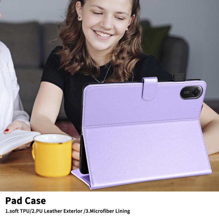 Funda de cuero con diseño de rombos y celosía para Xiaomi Redmi Pad 2/Pad SE 2025 (morada)