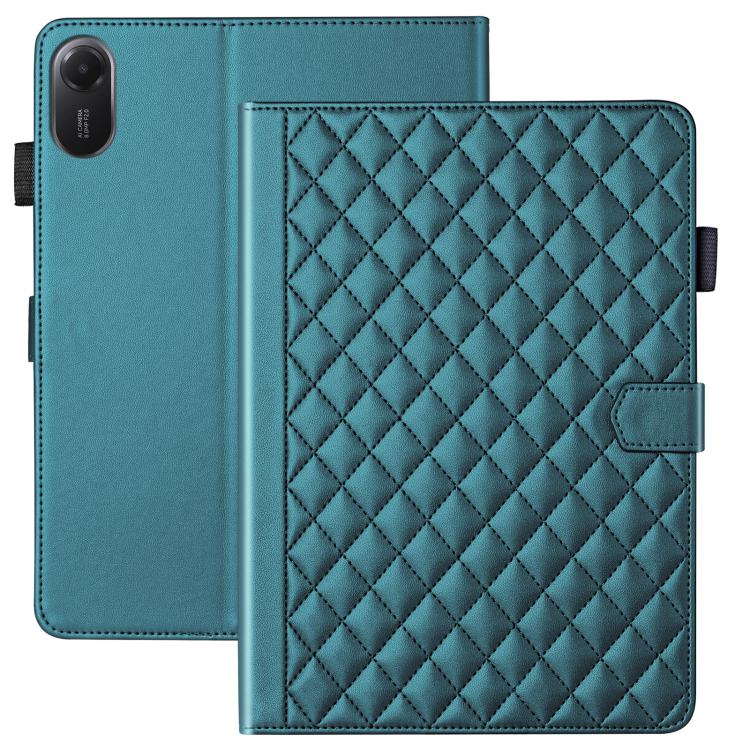 Funda de cuero con diseño de rombos y celosía para Xiaomi Redmi Pad 2/Pad SE 2025 (verde oscuro)