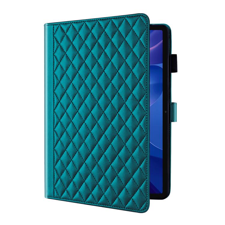 Funda de cuero con diseño de rombos y celosía para Xiaomi Redmi Pad 2/Pad SE 2025 (verde oscuro)