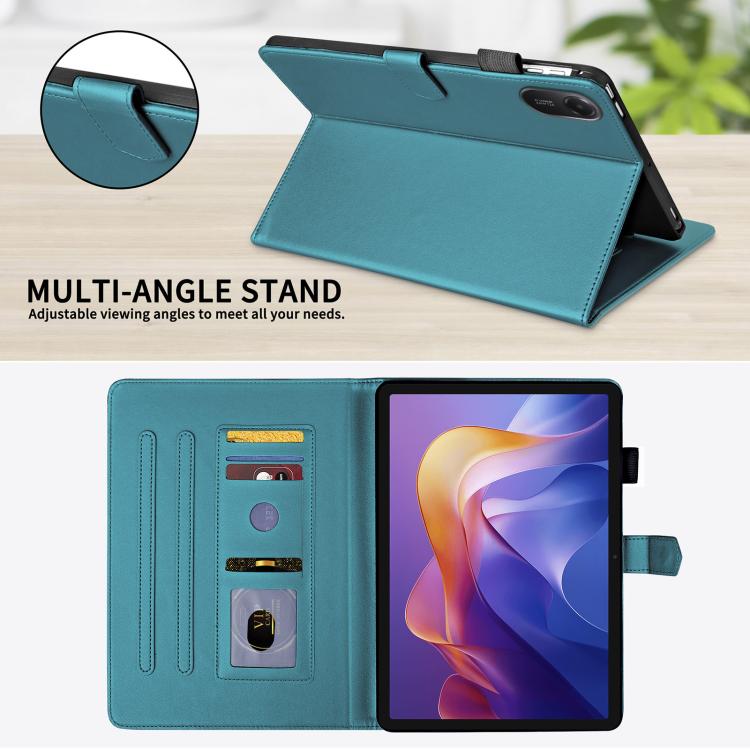 Funda de cuero con diseño de rombos y celosía para Xiaomi Redmi Pad 2/Pad SE 2025 (verde oscuro)