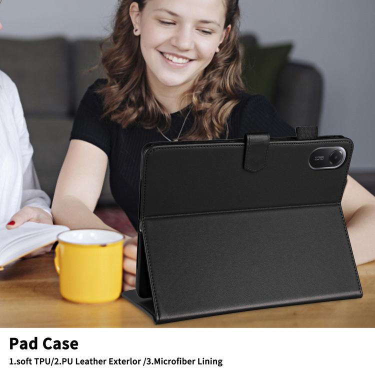 Funda de cuero con diseño de rombos y celosía para Xiaomi Redmi Pad 2/Pad SE 2025 (negra)