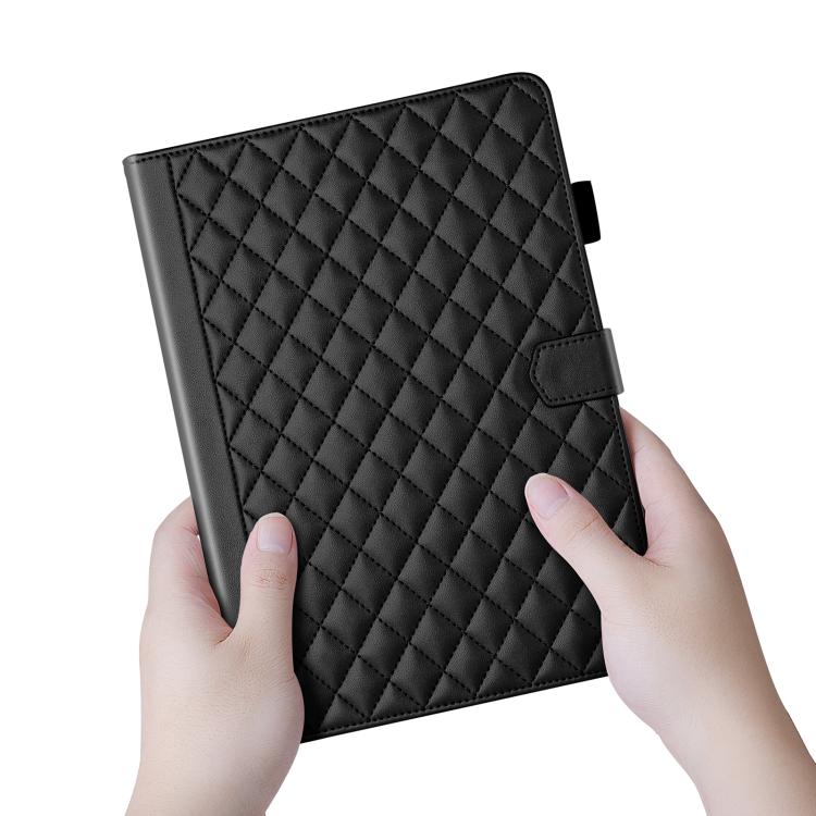 Funda de cuero con diseño de rombos y celosía para Xiaomi Redmi Pad 2/Pad SE 2025 (negra)