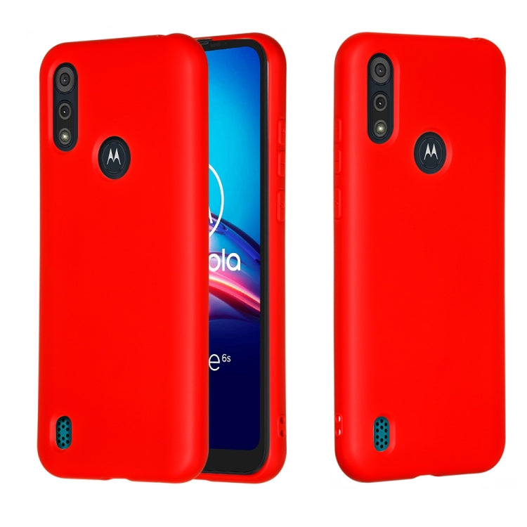 Para Motorola Moto E6s (2020) Funda protectora de cobertura total de silicona líquida de color puro a prueba de golpes (rojo)