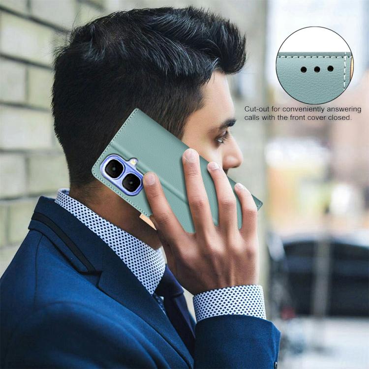 Funda de cuero antirrobo RFID a juego para Infinix Smart 10 4G (verde)