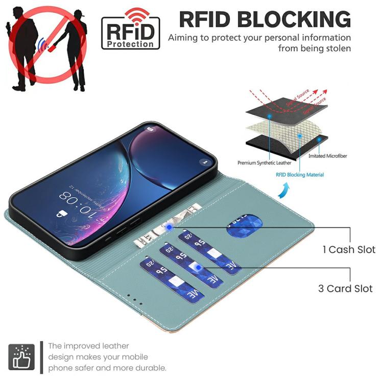 Funda de cuero antirrobo RFID a juego para Infinix Smart 10 4G (verde)