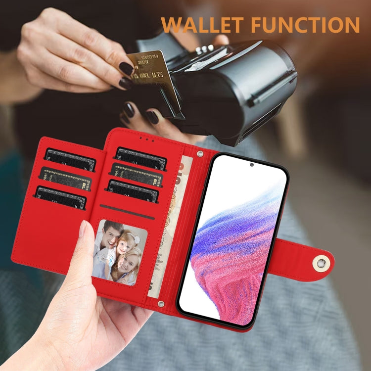 Funda de Cuero con Tapa y Textura Rombal Nxtpaper para TCL 50 Pro con Cordón (Rojo)