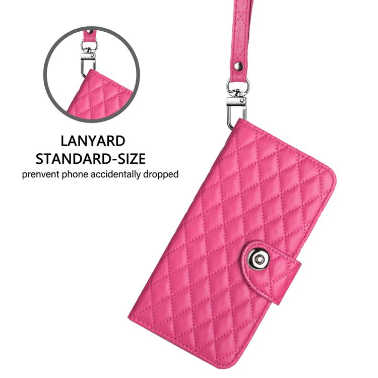 Funda de cuero con textura rómbica y cordón para TCL 60 SE NxtPaper/605 (rosa)