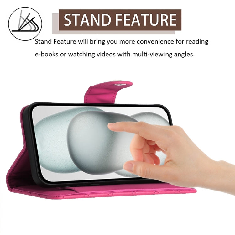 Funda de Cuero con Tapa y Textura Rombal para BlackView Wave 8C con Cordón (Rosa y Rojo)