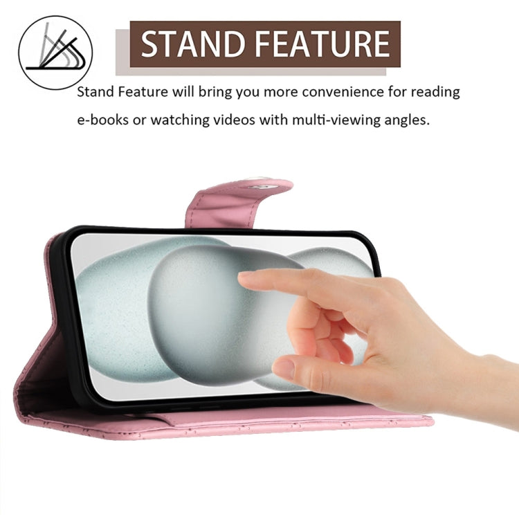 Funda de Cuero con Tapa y Textura Rombal para BlackView Wave 8C con Cordón (Rosa)