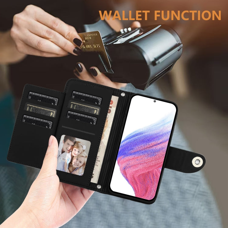 Funda de Cuero con Tapa y Textura Rombal para Sharp Aquos R9 Pro con Cordón (Negro)