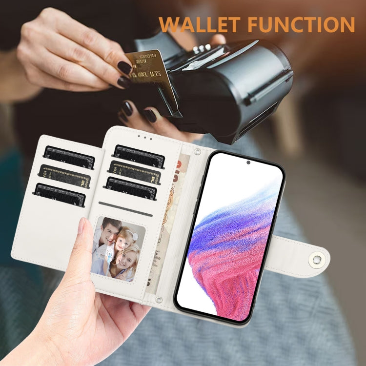 Funda de Cuero con Tapa y Textura Rombal para Sharp Aquos R9 Pro con Cordón (Blanco)