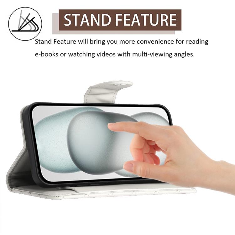Funda de Cuero con Tapa y Textura Rómbica para Sharp Basio Active 3 con Cordón (Blanco)