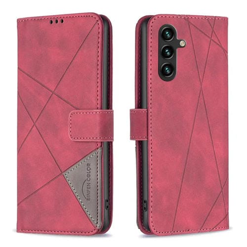 Funda de cuero con textura romboidal y hebilla magnética para Samsung Galaxy S25 FE 5G (roja)