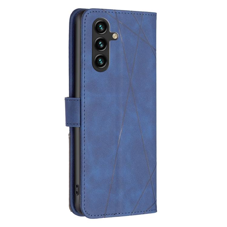 Funda de cuero con textura romboidal y hebilla magnética para Samsung Galaxy S25 FE 5G (azul)