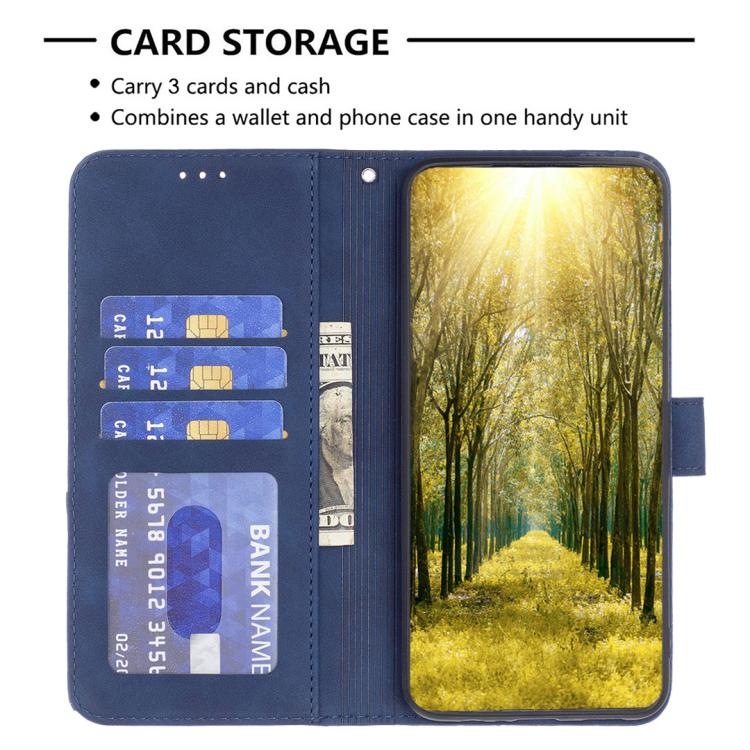 Funda de cuero con textura romboidal y hebilla magnética para Samsung Galaxy S25 FE 5G (azul)