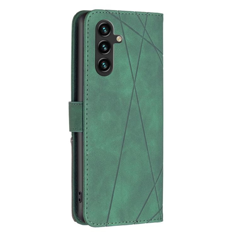 Funda de cuero con textura romboidal y hebilla magnética para Samsung Galaxy S25 FE 5G (verde)