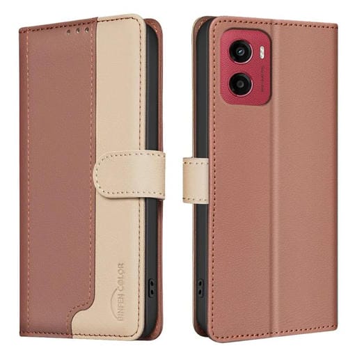 Funda de Cuero Antirrobo RFID para Motorola Moto G05 (Marrón)