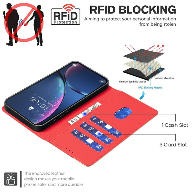 Funda de Cuero Antirrobo RFID para Tecno Spark 30 4G (Rojo)