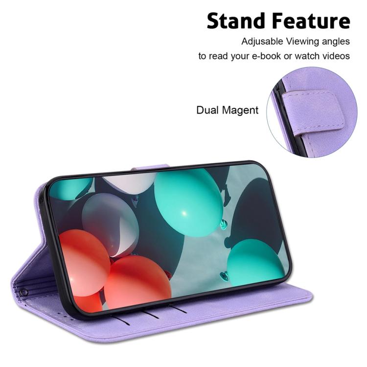Funda de cuero con relieve de siete formas para Redmi A5 4G (171,7 mm) (morado)