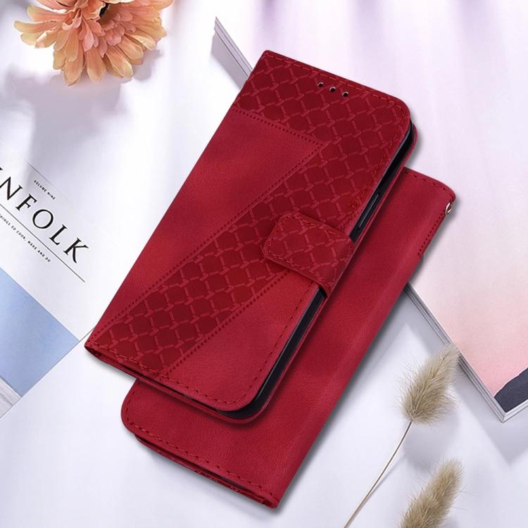 Funda de cuero con relieve de siete formas para Redmi A5 4G (171,7 mm) (roja)