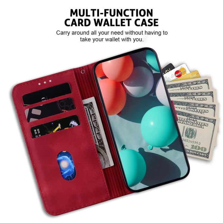 Funda de cuero con relieve de siete formas para Redmi A5 4G (171,7 mm) (roja)