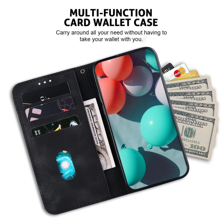 Funda de cuero con relieve de siete formas para Redmi A5 4G (171,7 mm) (negra)