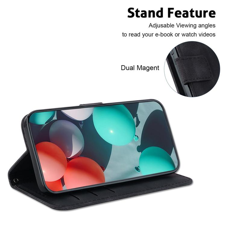 Funda de cuero con relieve de siete formas para Redmi A5 4G (171,7 mm) (negra)