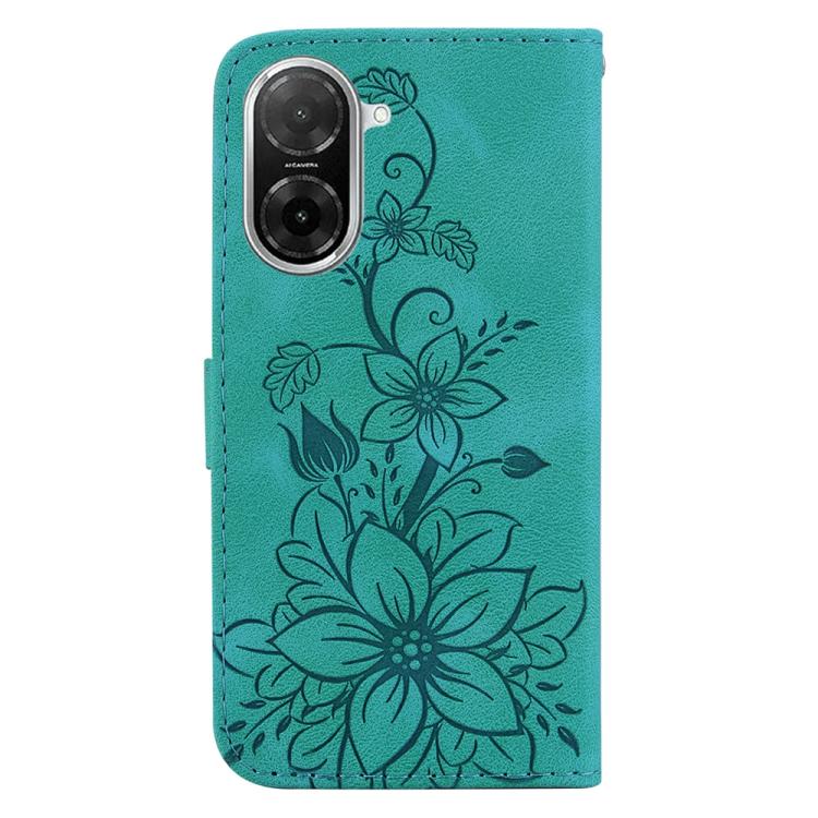 Funda de piel con relieve de lirio para Redmi A5 4G (171,7 mm, verde)