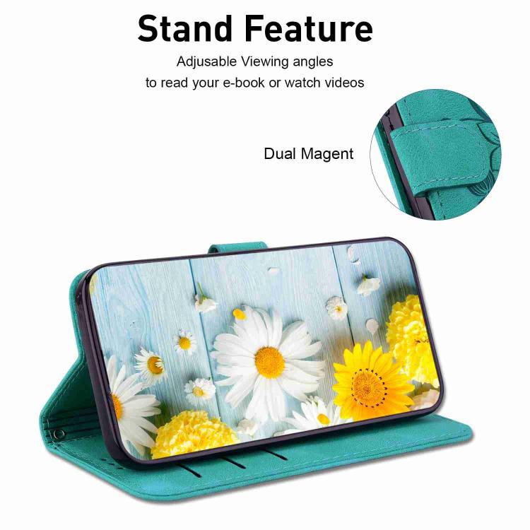 Funda de piel con relieve de lirio para Redmi A5 4G (171,7 mm, verde)