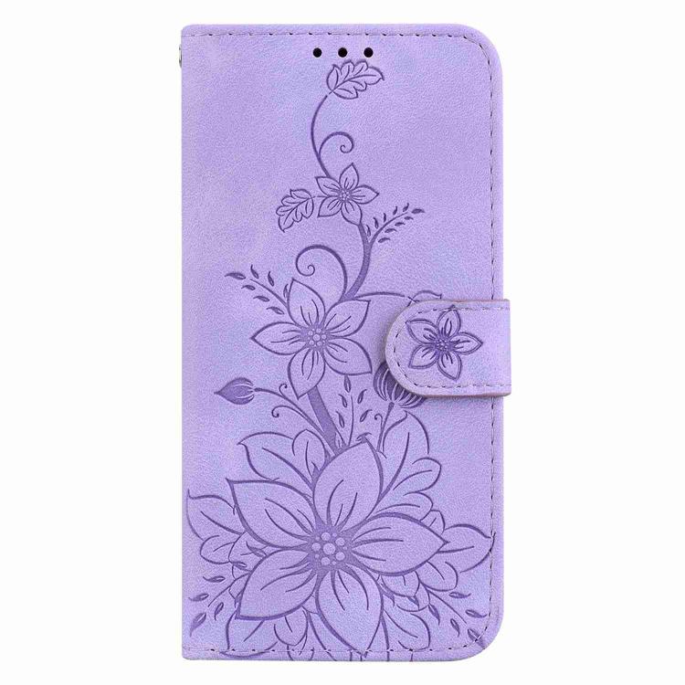 Funda de piel con relieve de lirio para Redmi A5 4G (171,7 mm) (morado)
