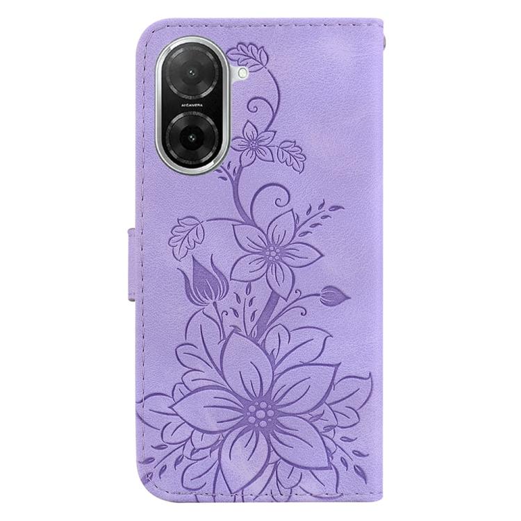 Funda de piel con relieve de lirio para Redmi A5 4G (171,7 mm) (morado)