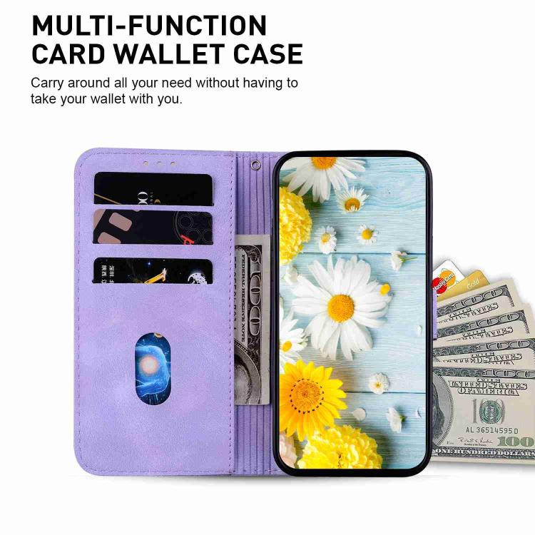 Funda de piel con relieve de lirio para Redmi A5 4G (171,7 mm) (morado)