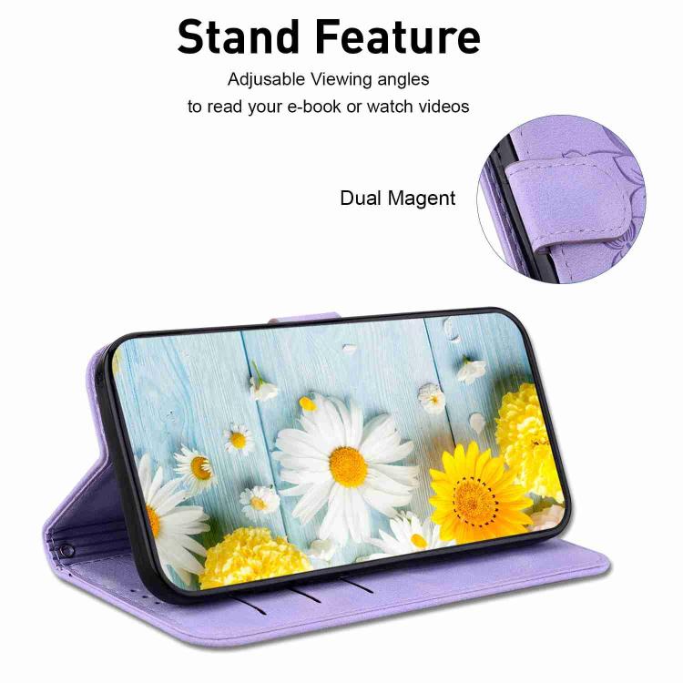 Funda de piel con relieve de lirio para Redmi A5 4G (171,7 mm) (morado)
