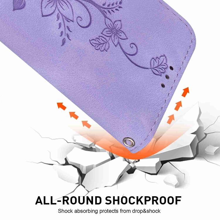 Funda de piel con relieve de lirio para Redmi A5 4G (171,7 mm) (morado)