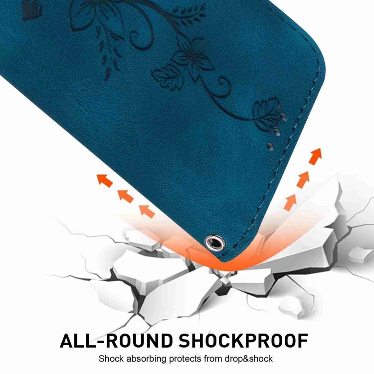 Funda de piel con relieve de lirio para Redmi A5 4G (171,7 mm) (azul oscuro)