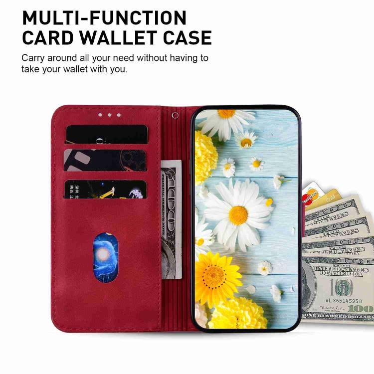 Funda de piel con relieve de lirio para Redmi A5 4G (171,7 mm, roja)
