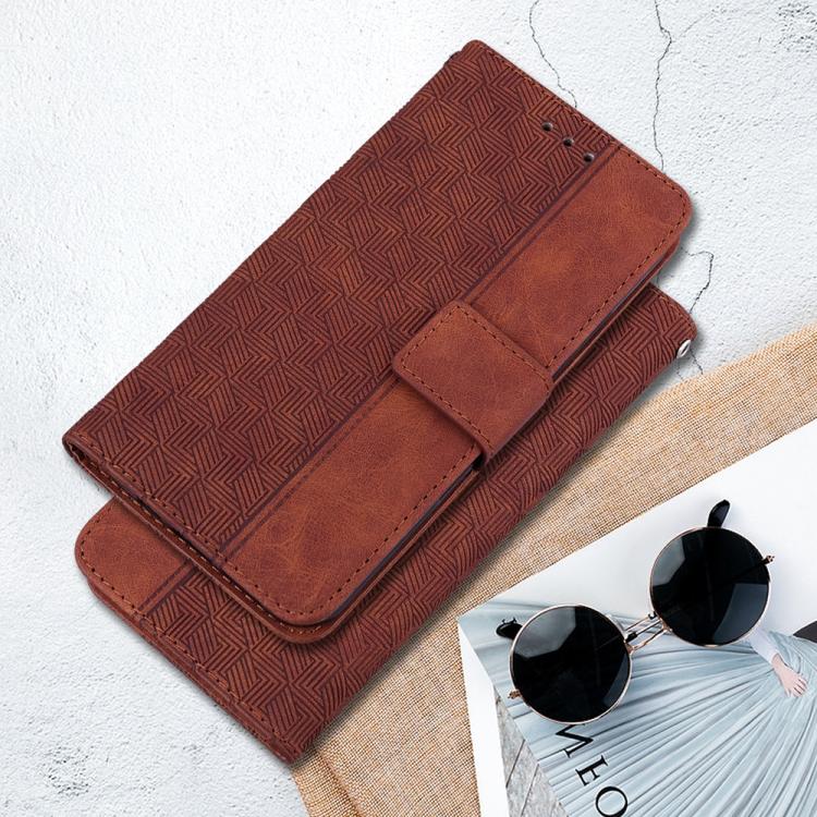 Funda de cuero con relieve geométrico para Redmi A5 4G (171,7 mm) (marrón)
