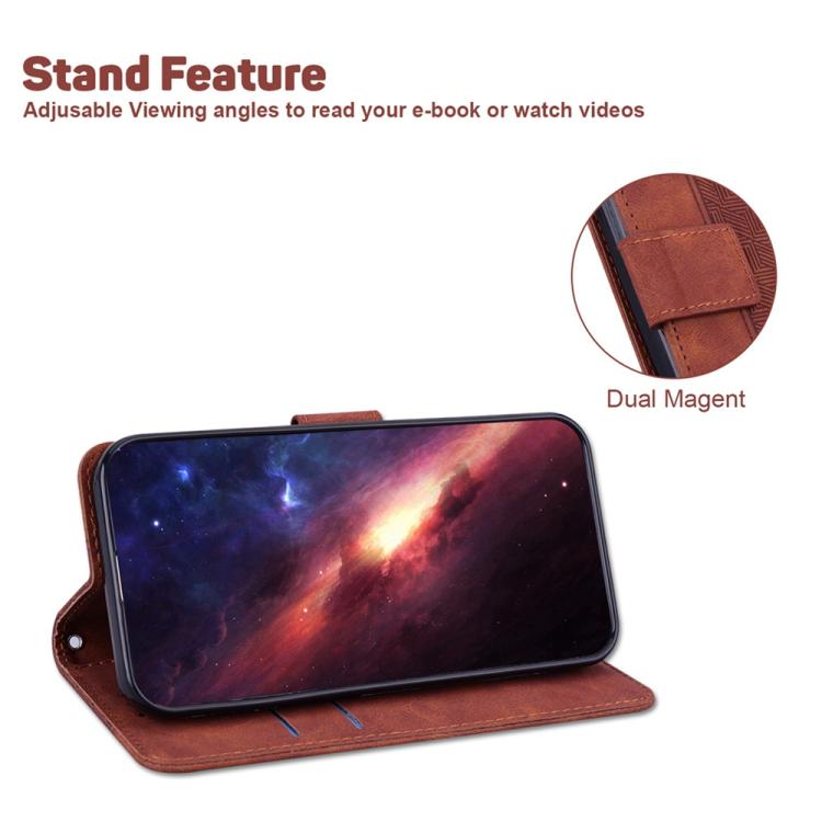 Funda de cuero con relieve geométrico para Redmi A5 4G (171,7 mm) (marrón)