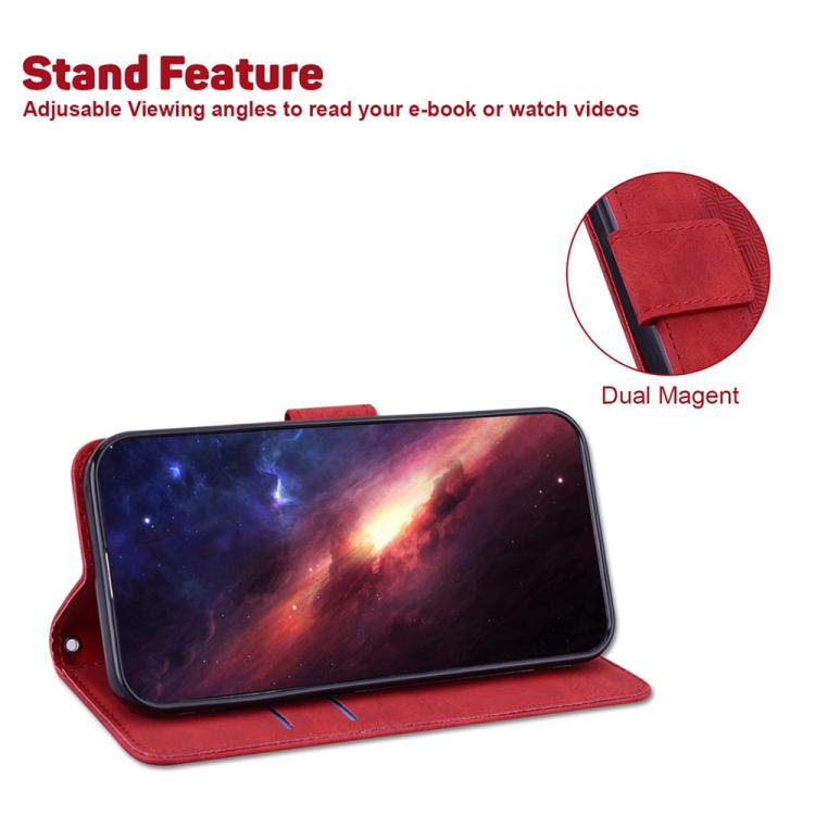 Funda de cuero con relieve geométrico para Redmi A5 4G (171,7 mm) (Rojo)